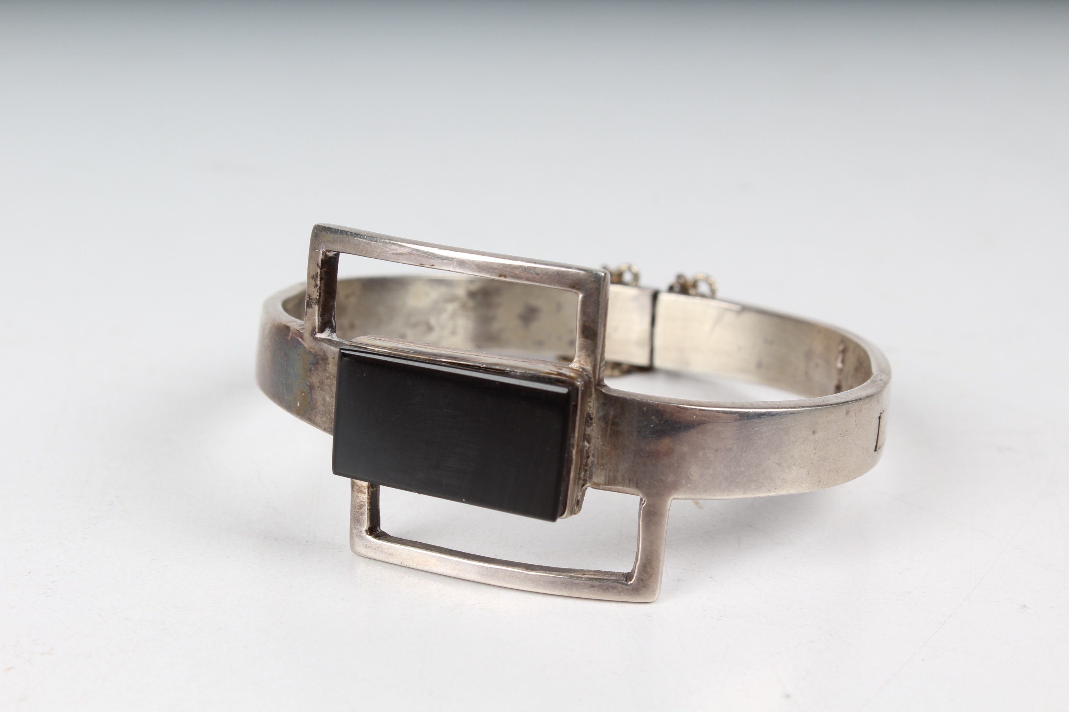 Sterling and Onyx Bangle Bracelet