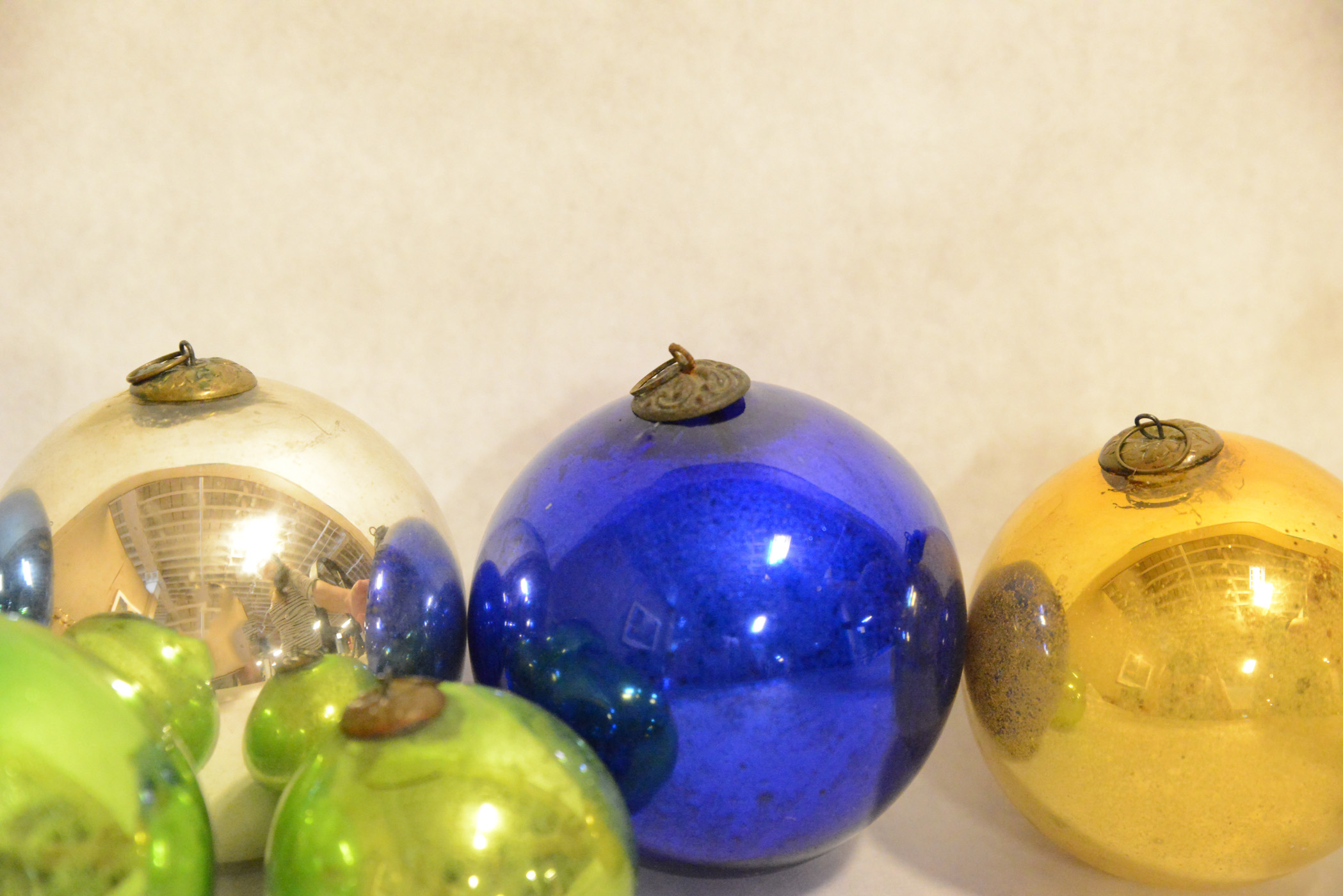 Collection of Antique German Kugel Glass Christmas Ornaments