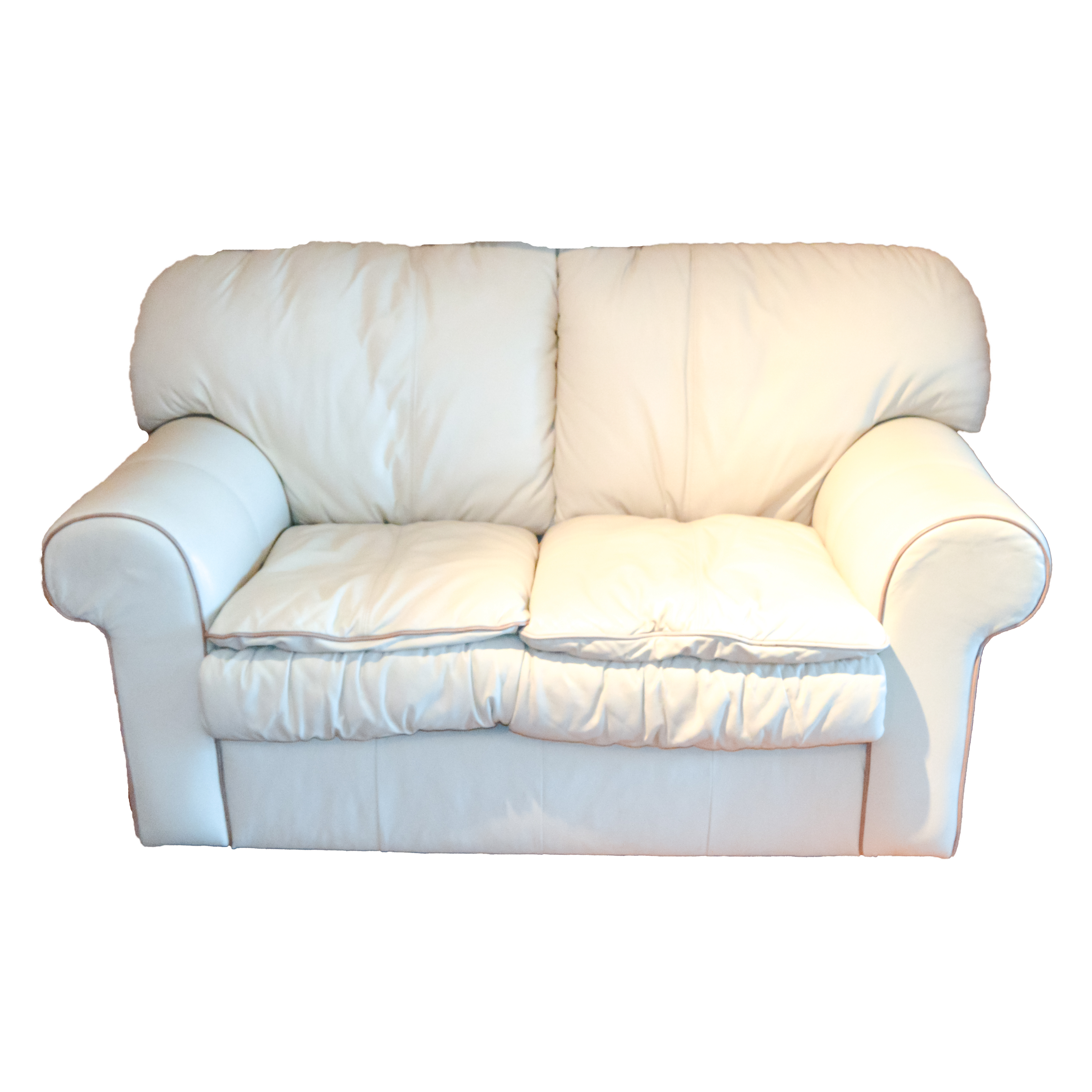 Robinson and Robinson Off White Leather Loveseat