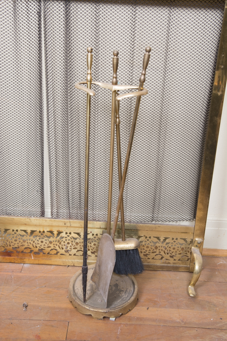 Brass Fireplace Tools and Fireplace Screen