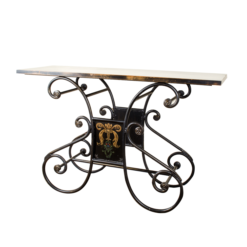 Painted Scrolled Iron Console Table