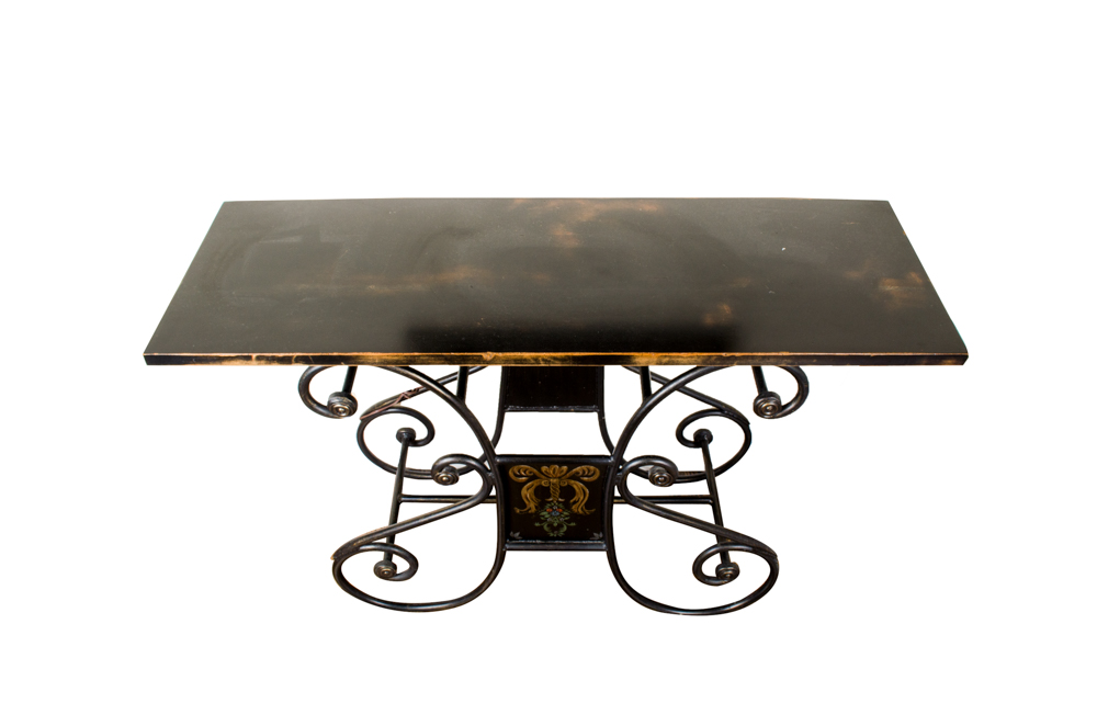 Painted Scrolled Iron Console Table