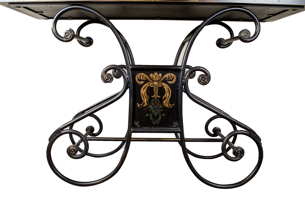 Painted Scrolled Iron Console Table