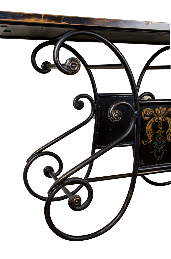 Painted Scrolled Iron Console Table