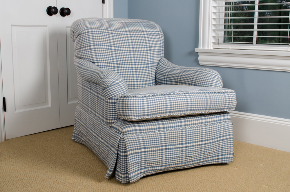 Blue Plaid Club Chair