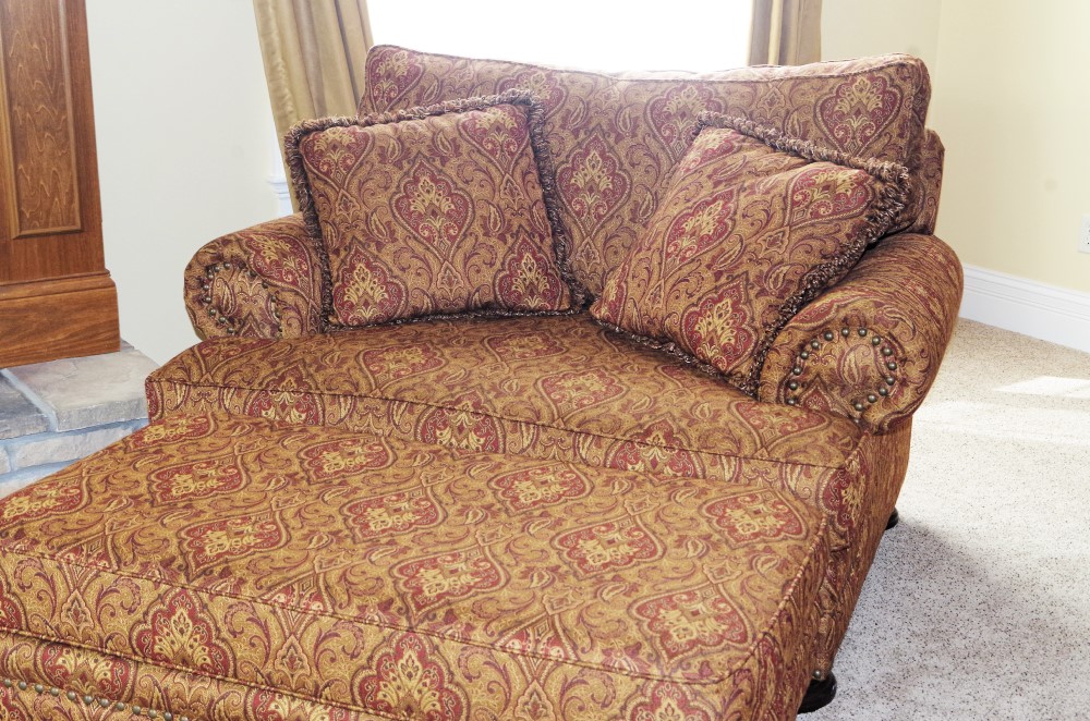 Bernhardt Oversized Red Chair and Ottoman