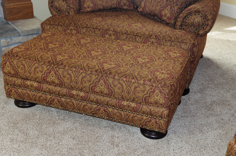 Bernhardt Oversized Red Chair and Ottoman