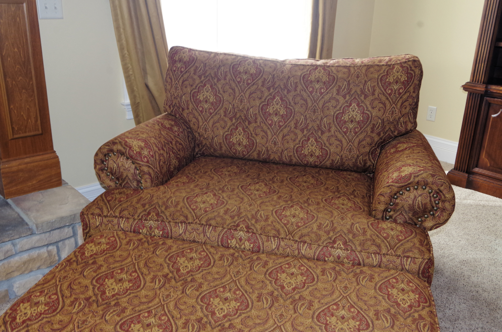 Bernhardt Oversized Red Chair and Ottoman
