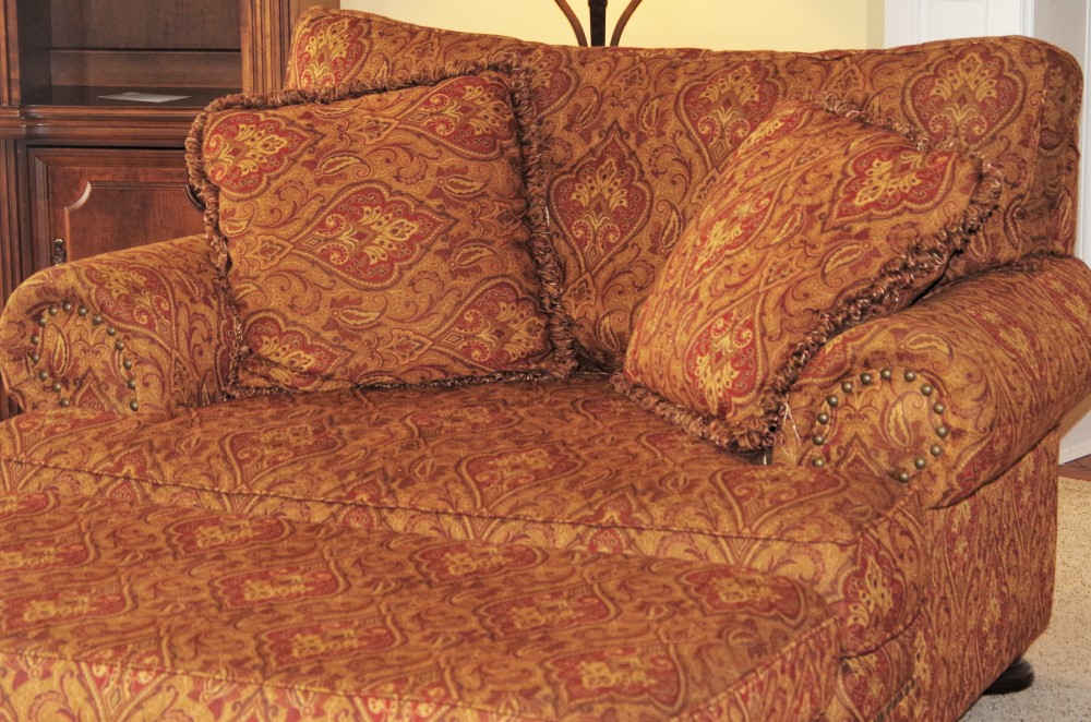 Bernhardt Oversize Red Chair and Ottoman