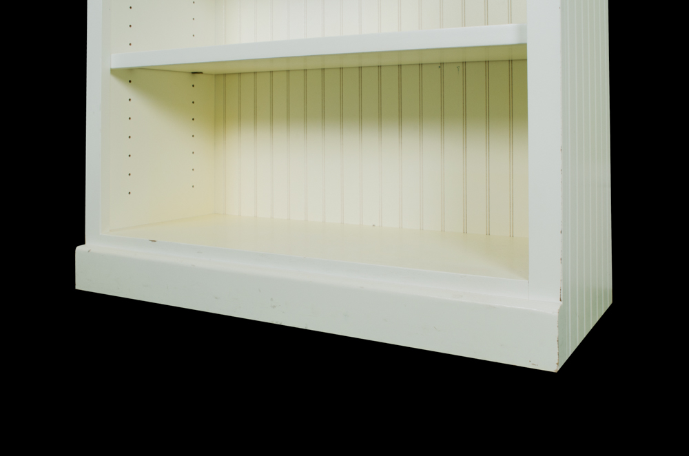 White Beadboard Wide Bookcase