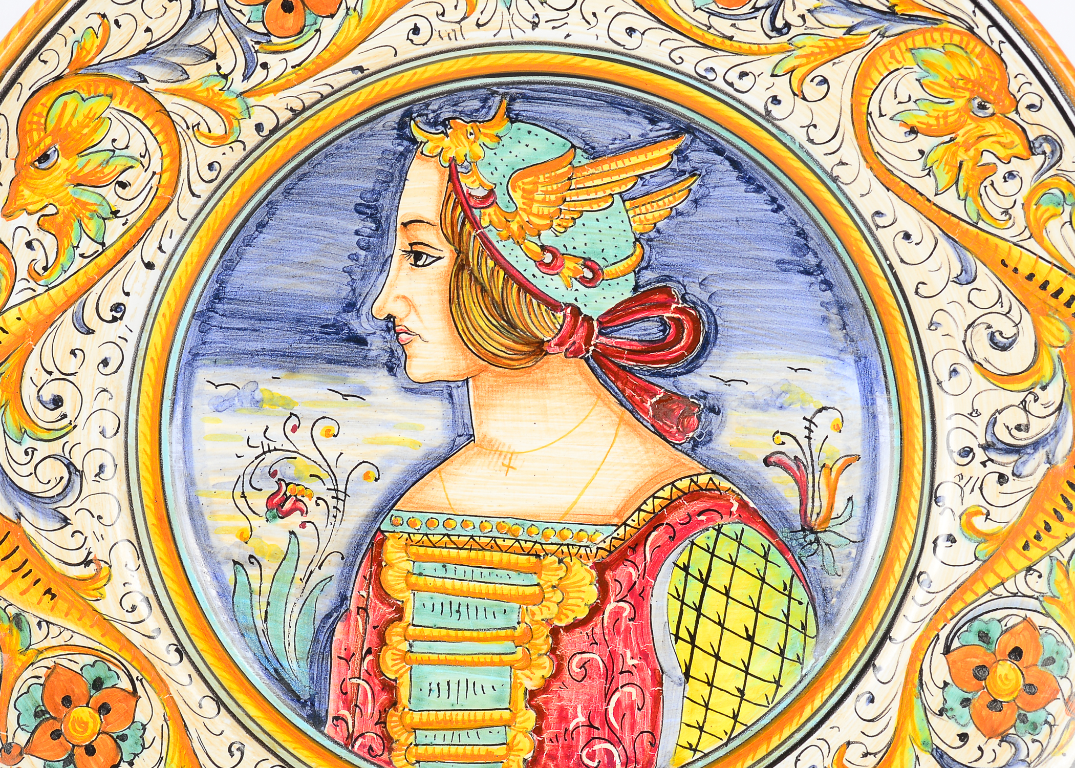 Pair of Handmade Deruta Majolica Style Painted Plates