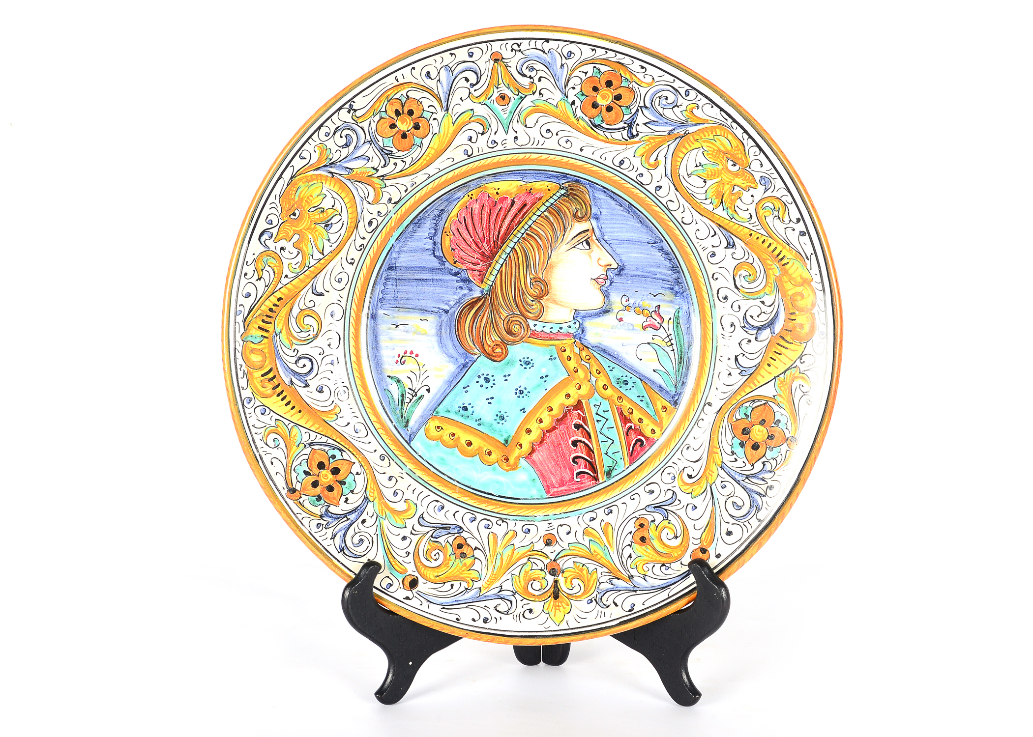 Pair of Handmade Deruta Majolica Style Painted Plates