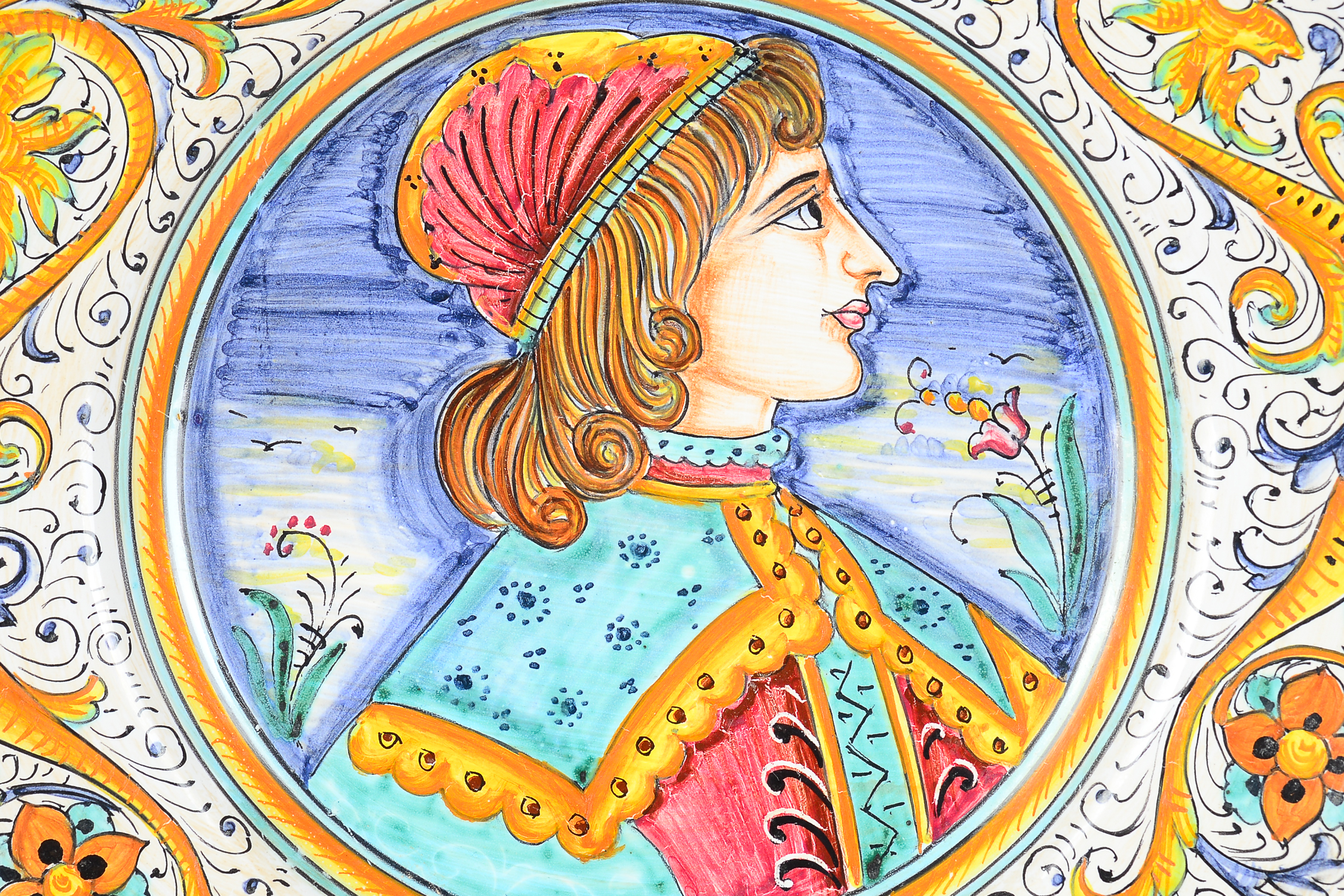 Pair of Handmade Deruta Majolica Style Painted Plates