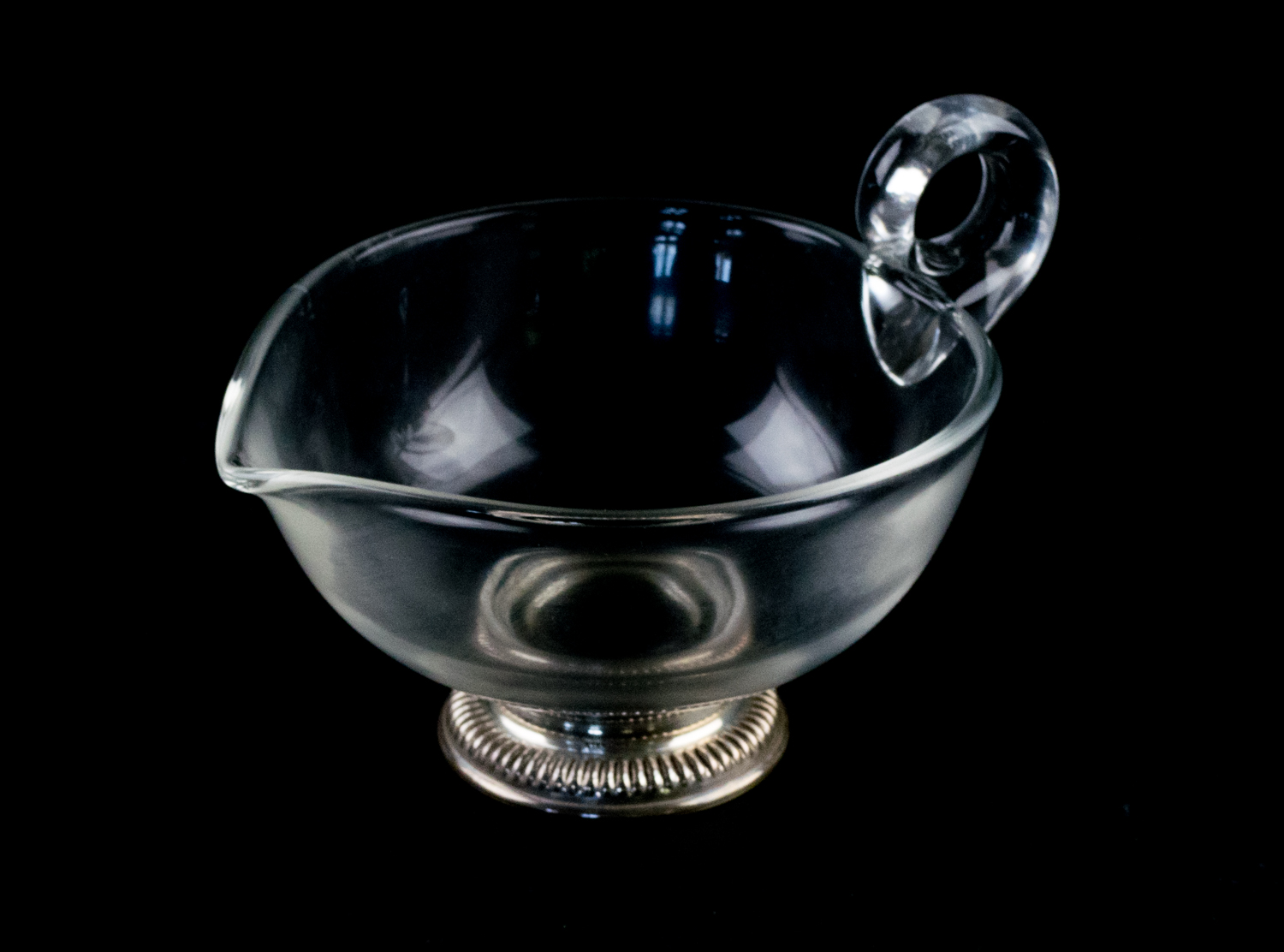 Sterling Silver and Glass Gravy Boat and Underplate