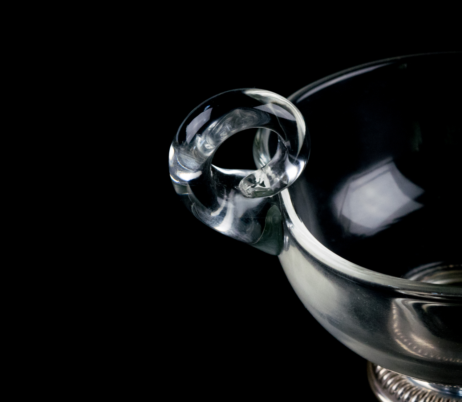 Sterling Silver and Glass Gravy Boat and Underplate