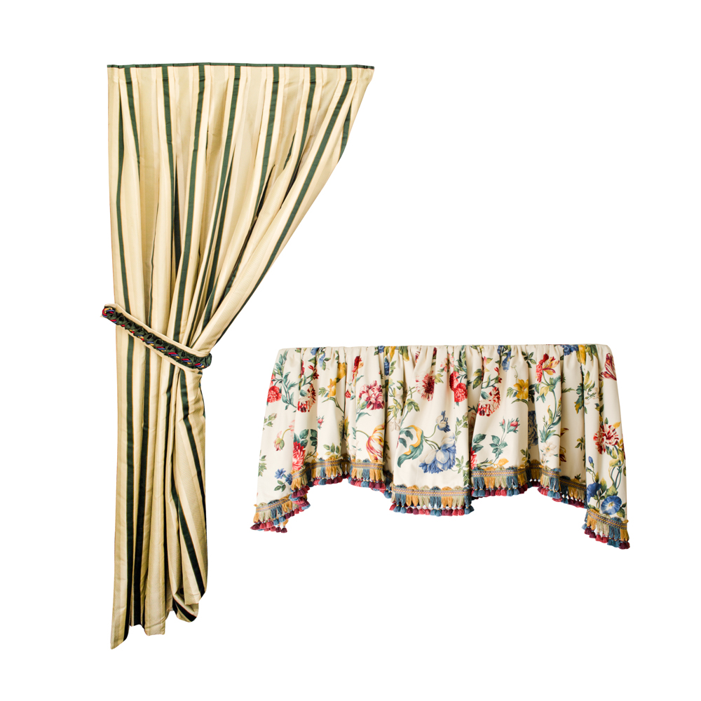 Custom Floral Valance and Striped Panel