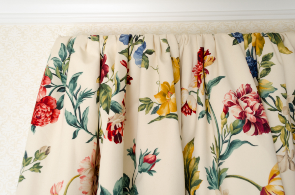 Custom Floral Valance and Striped Panel