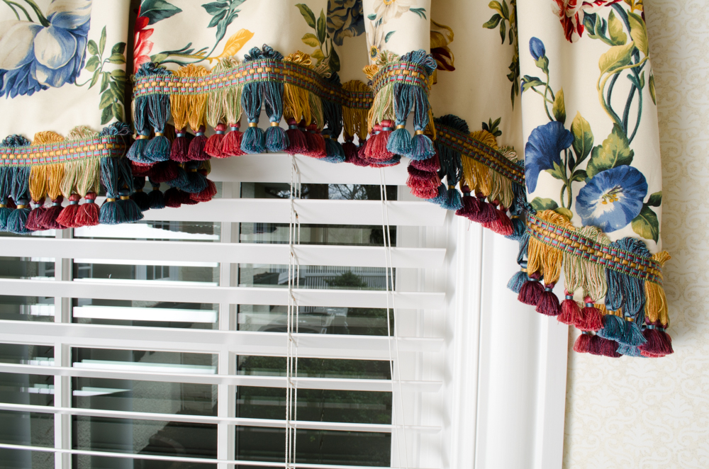 Custom Floral Valance and Striped Panel