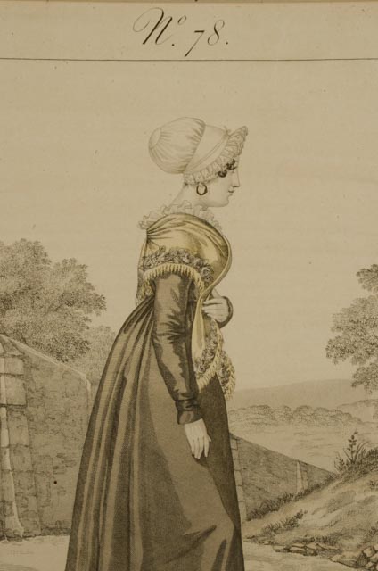 L.M. Lanté 1827 Hand-Colored Engraving "Femme de Coutances en négligé."