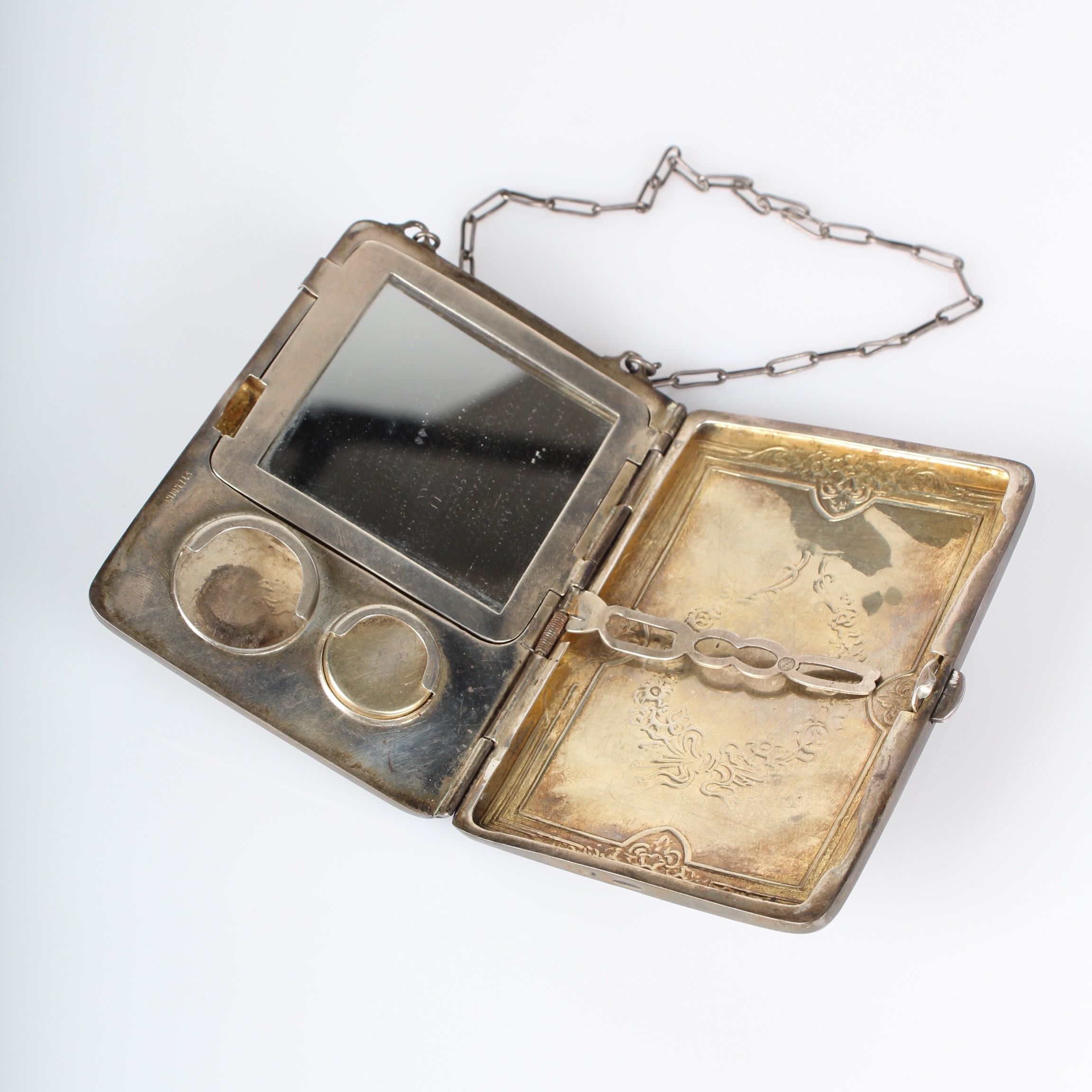 Art Nouvea Style  Antique Sterling Silver Compact