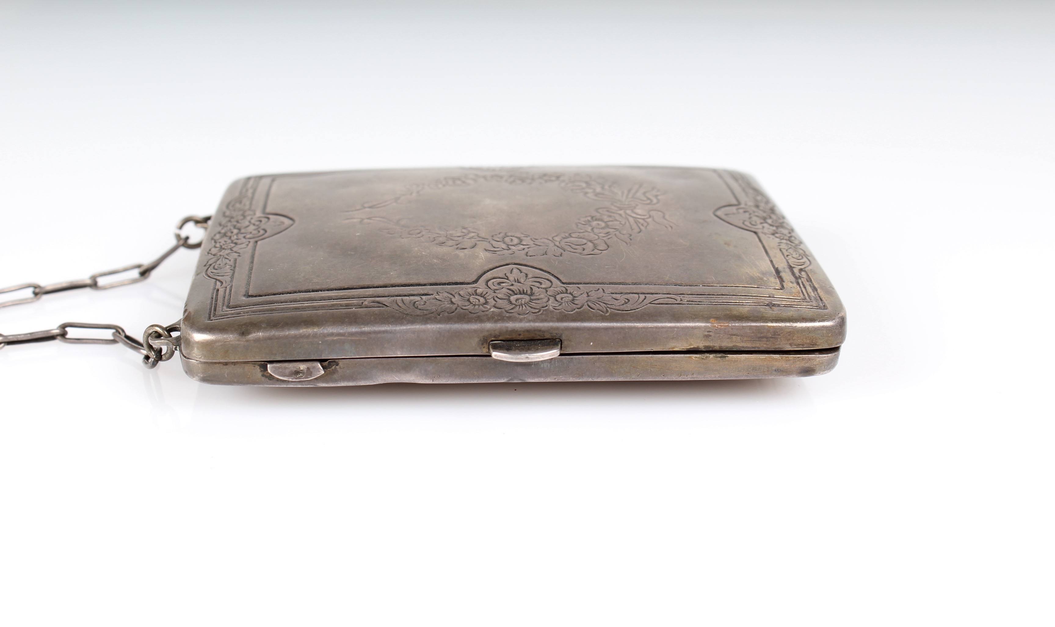 Art Nouvea Style  Antique Sterling Silver Compact