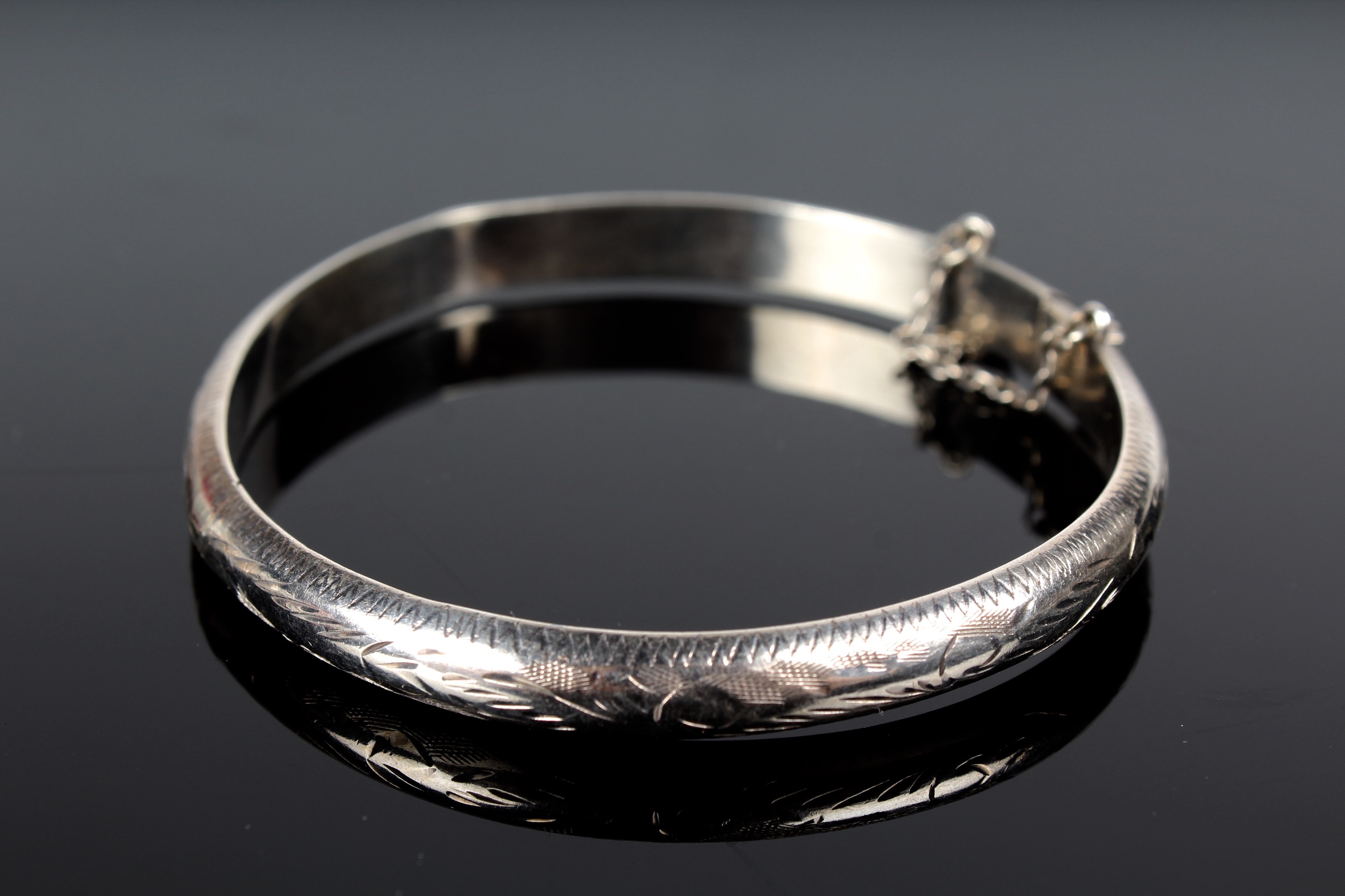 Collection of Vintage Etched Sterling Silver Bangles
