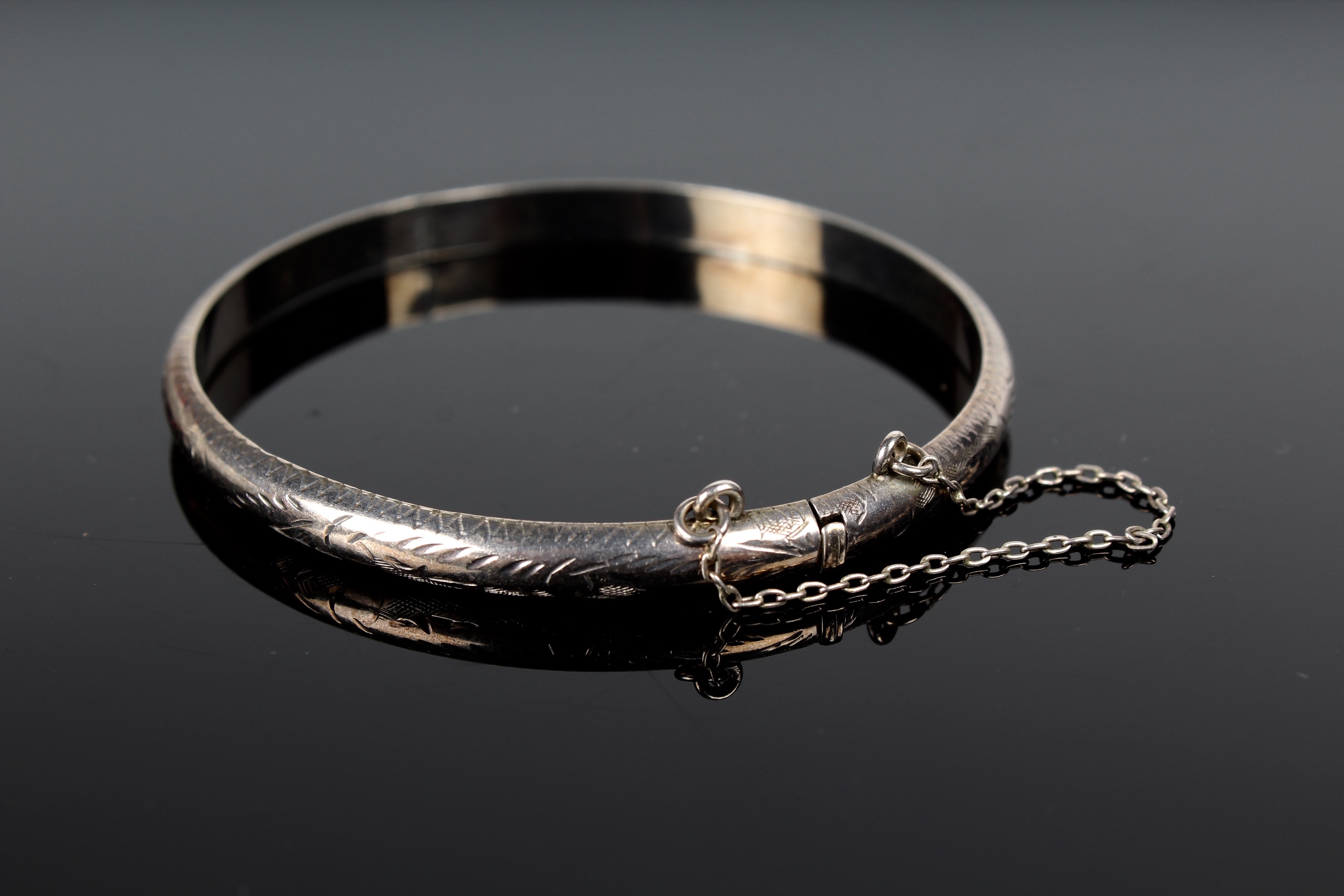 Collection of Vintage Etched Sterling Silver Bangles