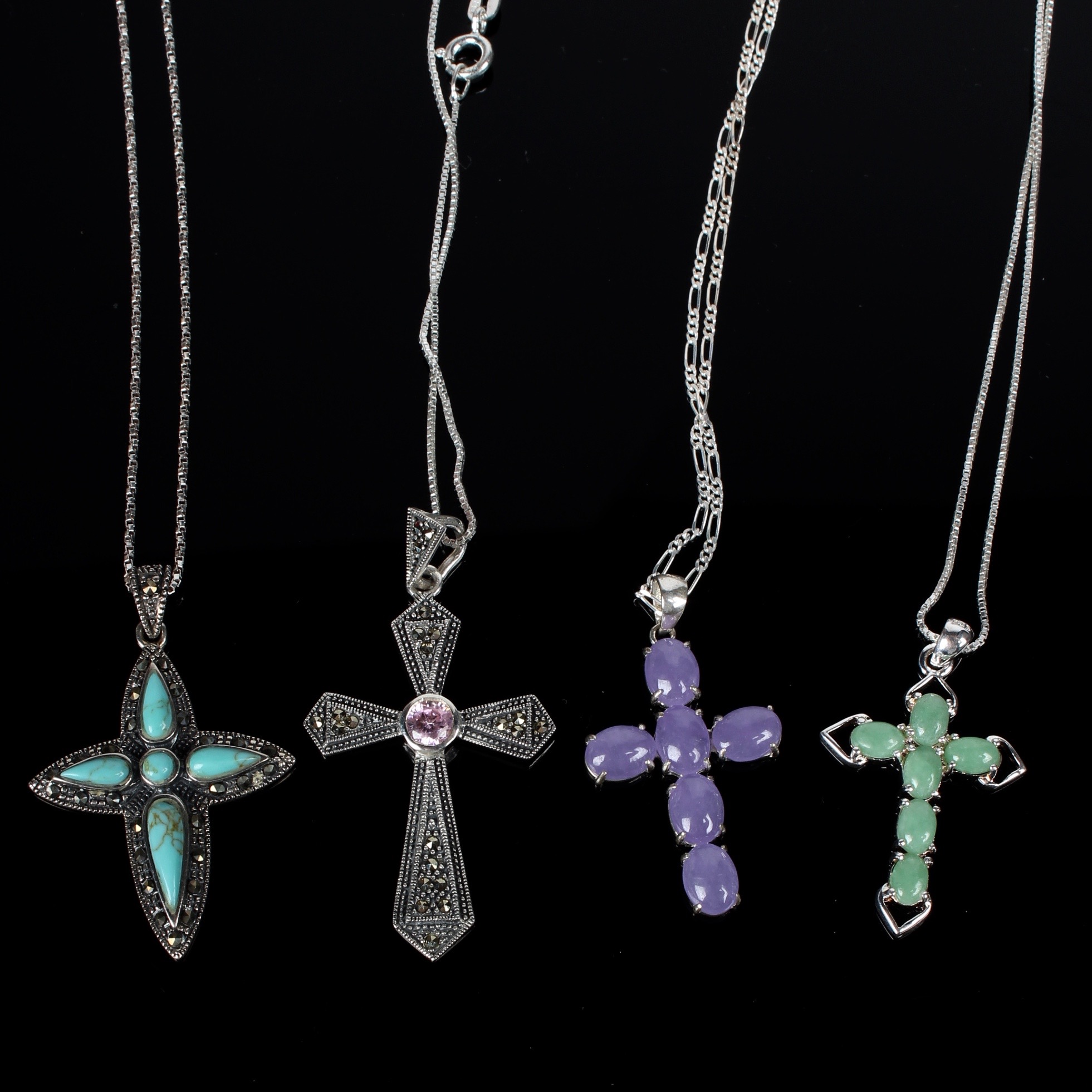 Collection of Sterling Silver and Semi-Precious Gemstone Necklaces
