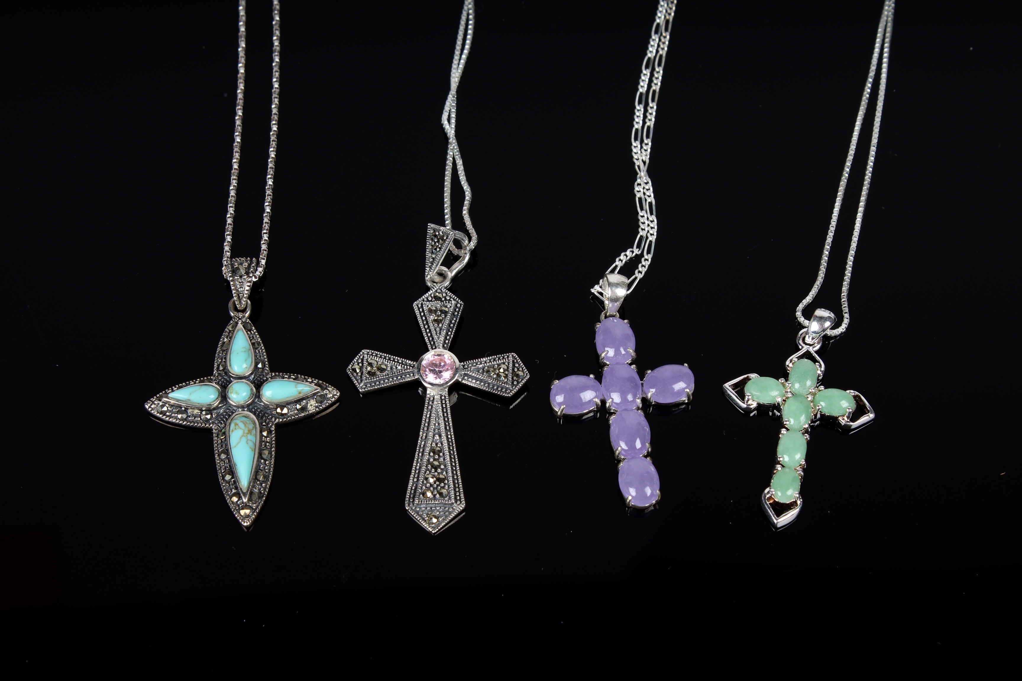 Collection of Sterling Silver and Semi-Precious Gemstone Necklaces