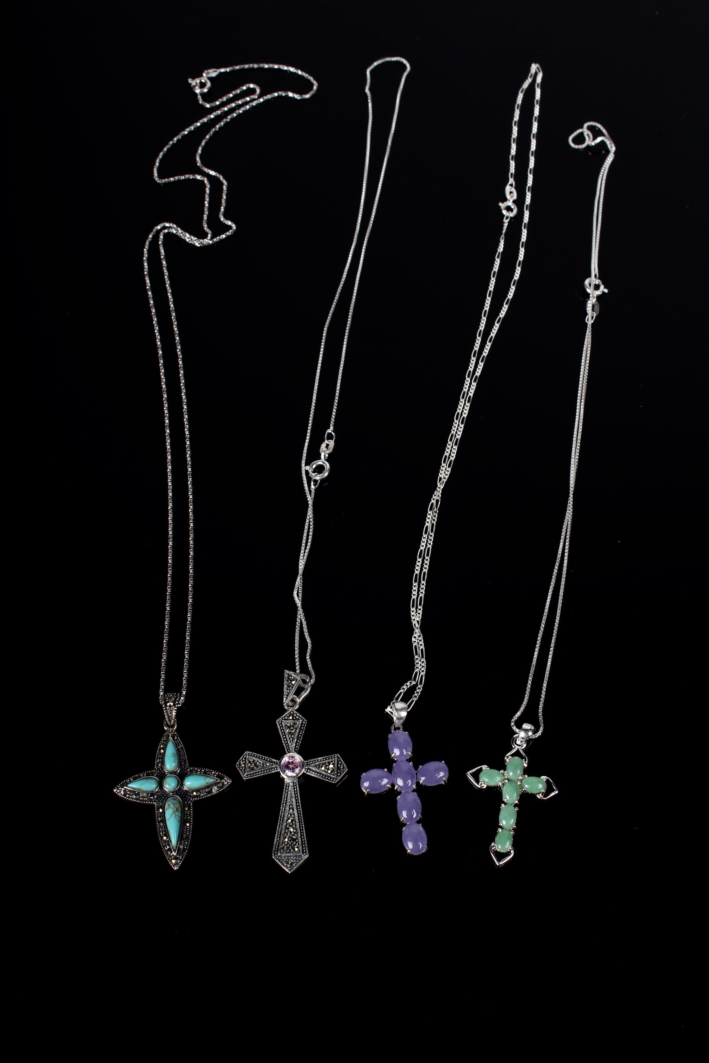 Collection of Sterling Silver and Semi-Precious Gemstone Necklaces