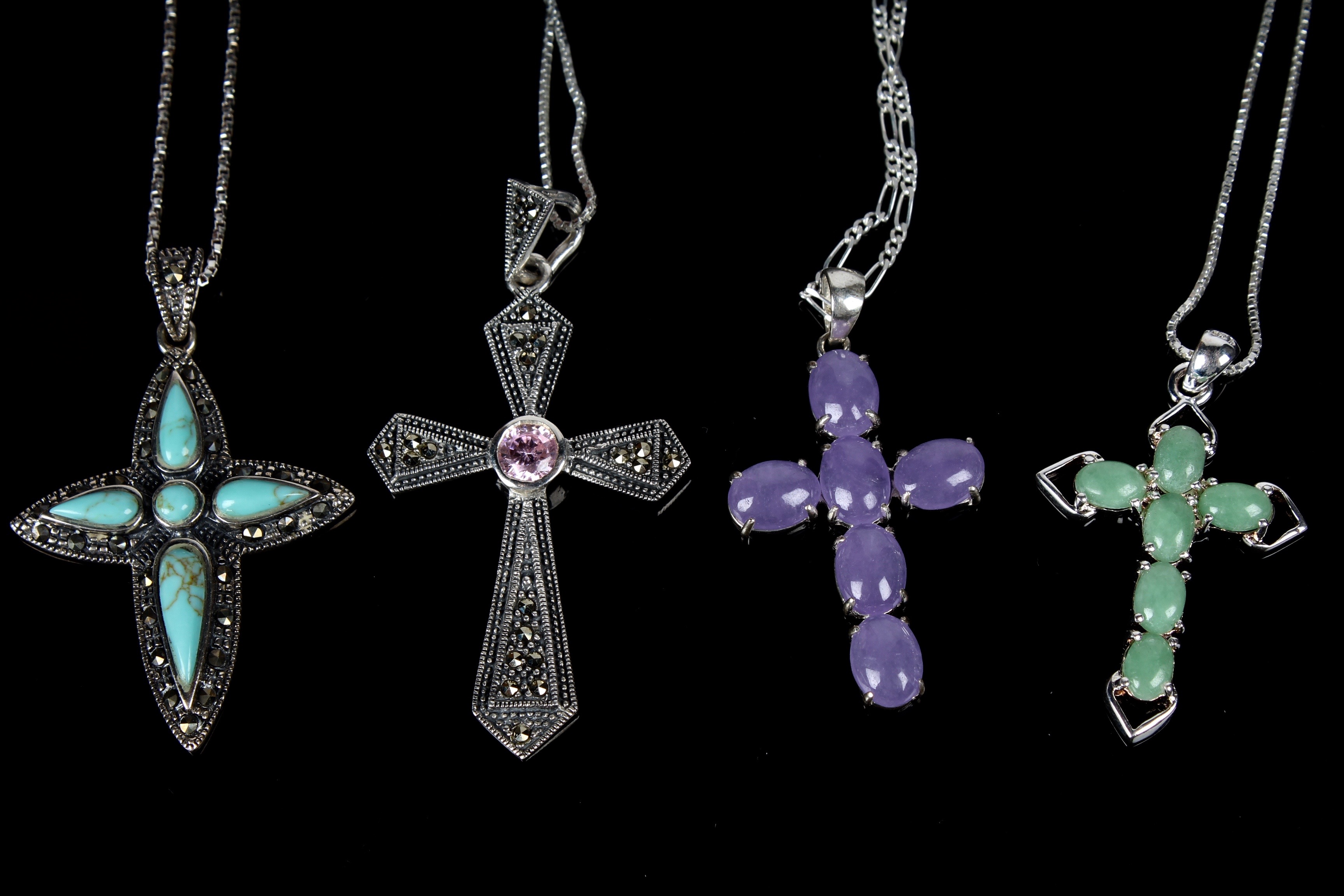 Collection of Sterling Silver and Semi-Precious Gemstone Necklaces
