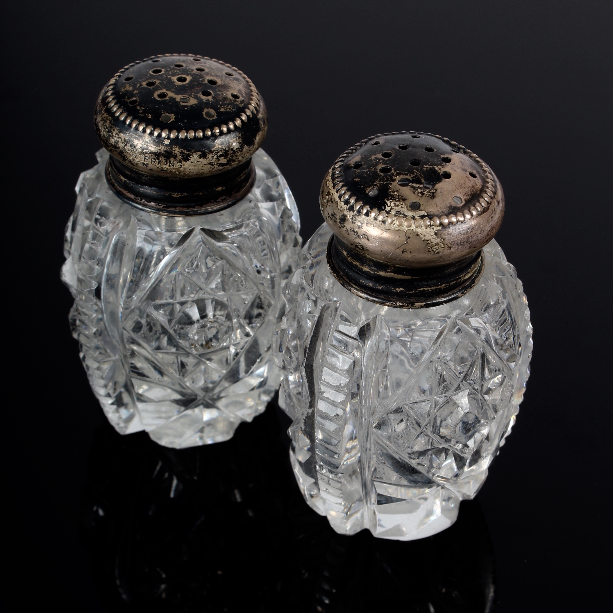 Hawkes American Brilliant Cut Glass Salt and Pepper Shaker