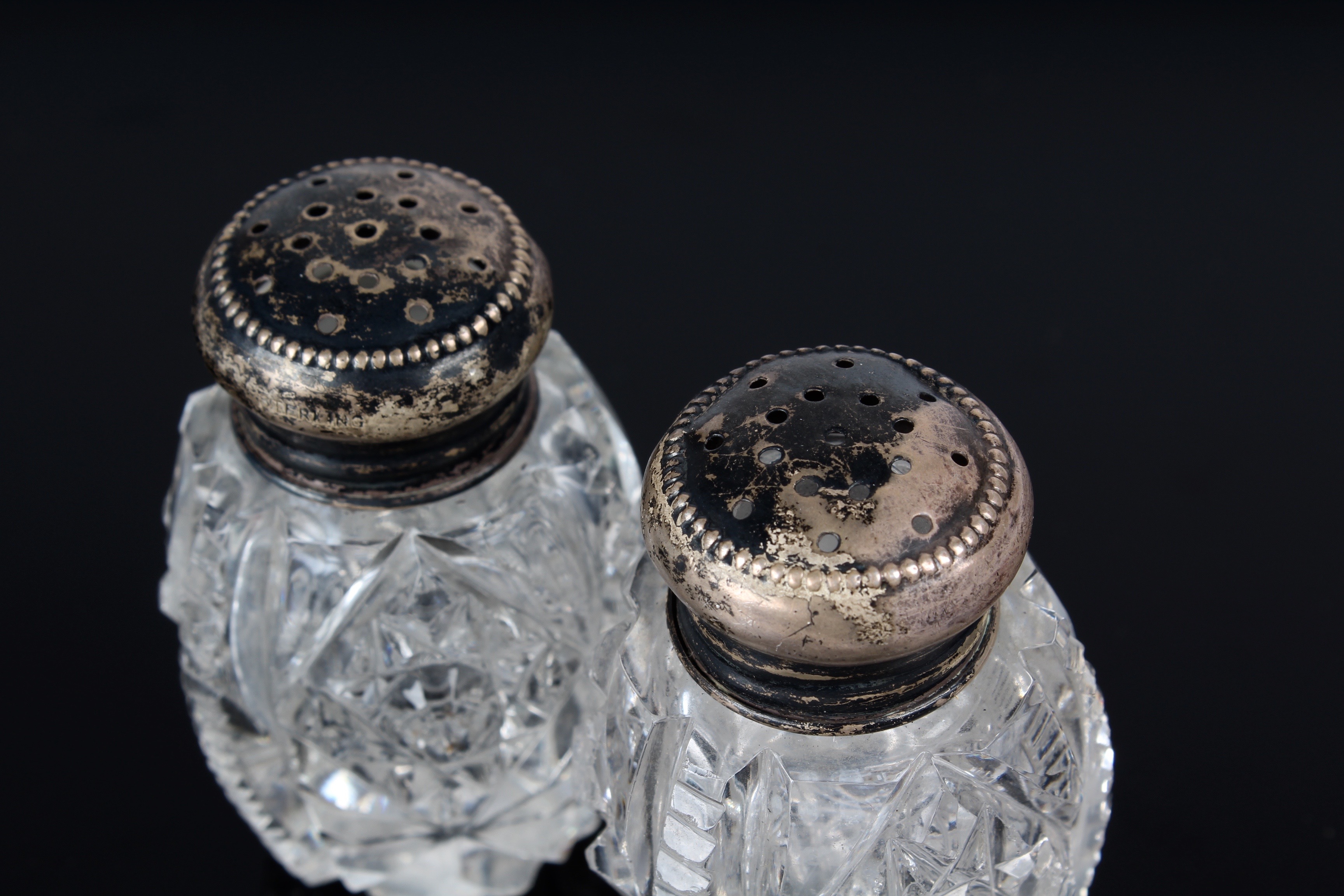 Hawkes American Brilliant Cut Glass Salt and Pepper Shaker