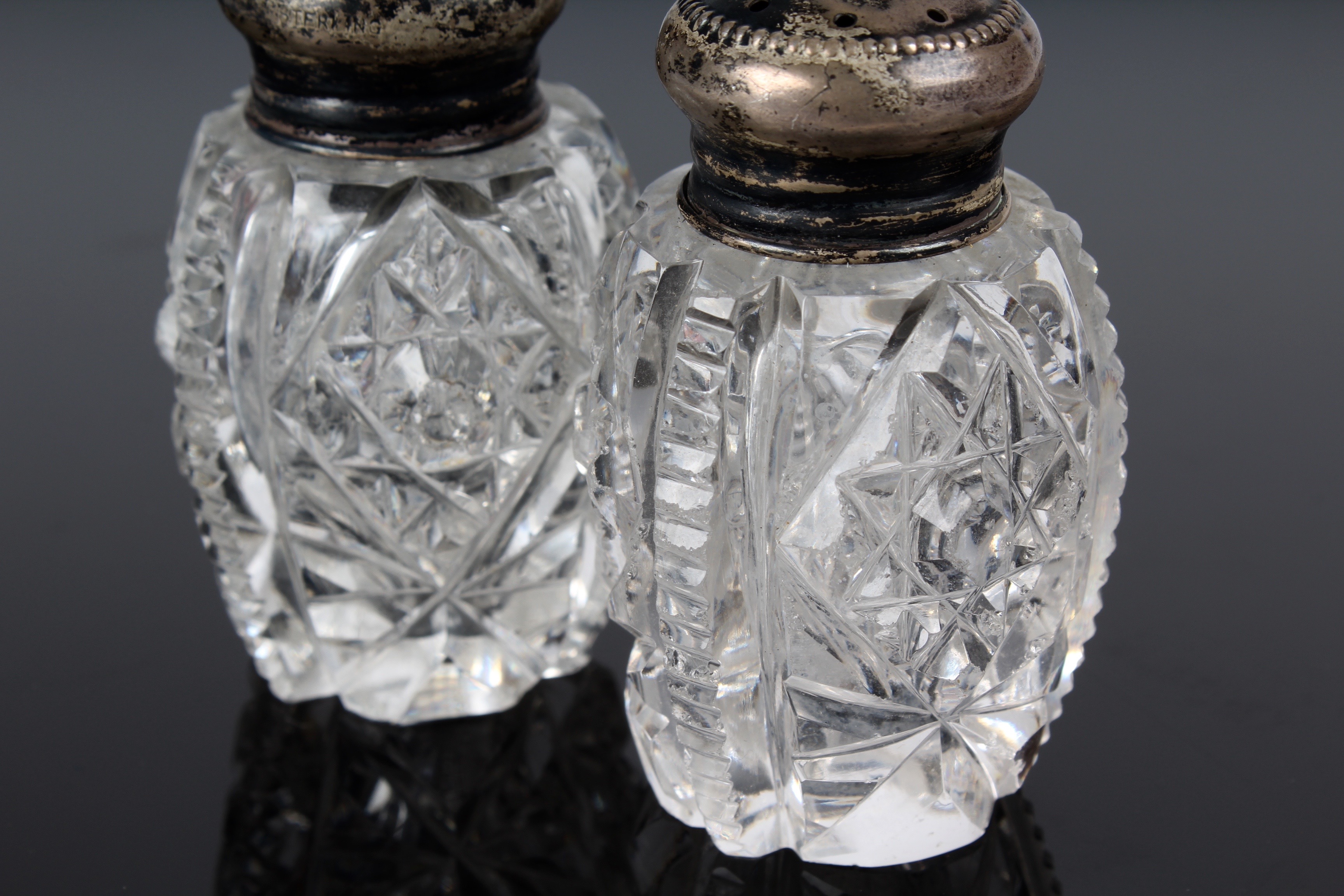 Hawkes American Brilliant Cut Glass Salt and Pepper Shaker