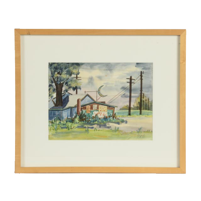 Louise McCormick Watercolor "Crescent Moon"