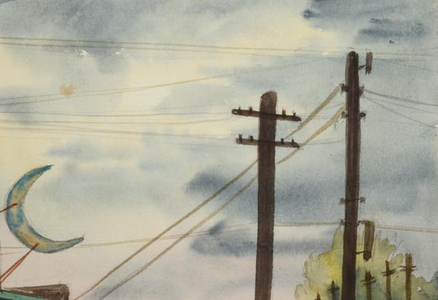 Louise McCormick Watercolor "Crescent Moon"