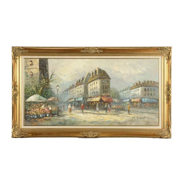 Caroline Burnett Original Oil Painting of Parisian Street Scene