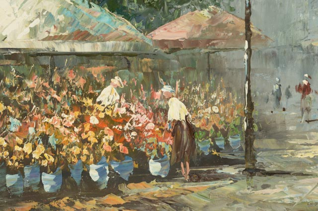 Caroline Burnett Original Oil Painting of Parisian Street Scene