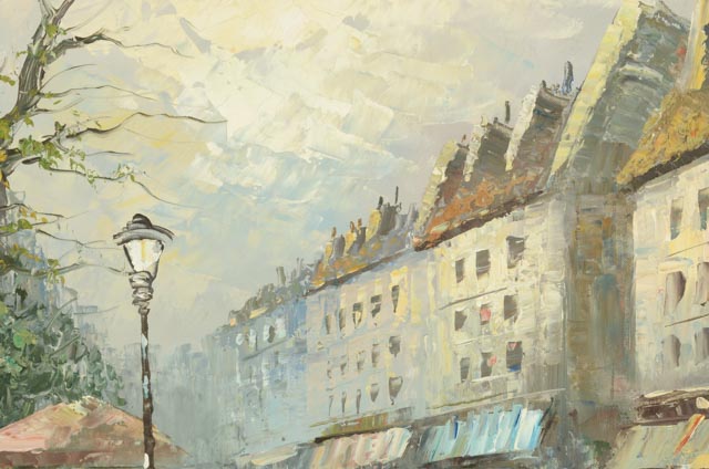 Caroline Burnett Original Oil Painting of Parisian Street Scene
