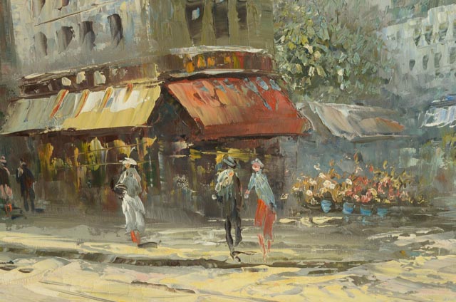 Caroline Burnett Original Oil Painting of Parisian Street Scene