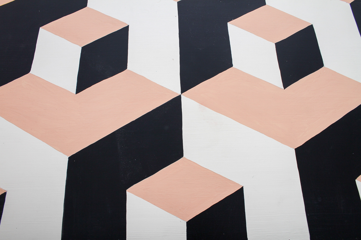 Painted Geometric Three Drawer Dresser