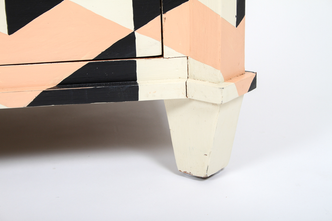 Painted Geometric Three Drawer Dresser