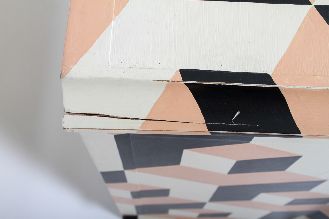 Painted Geometric Three Drawer Dresser