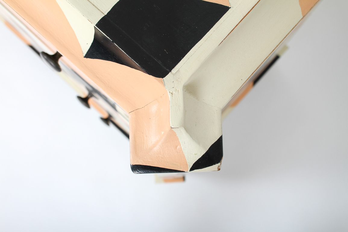 Painted Geometric Three Drawer Dresser