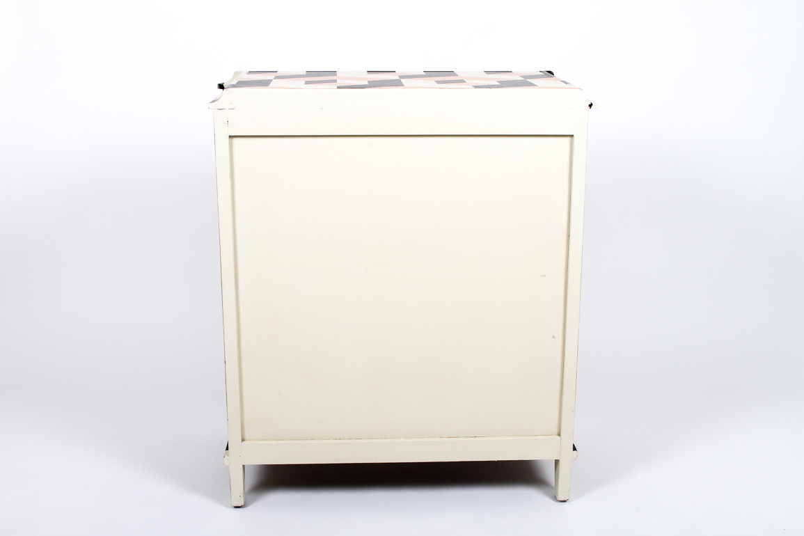 Painted Geometric Three Drawer Dresser