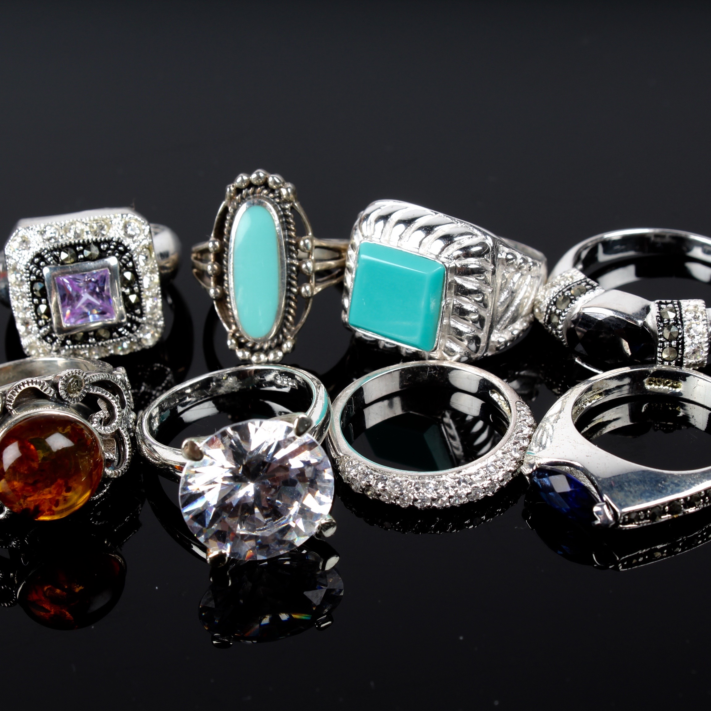 Collection of Sterling Silver Statement Rings