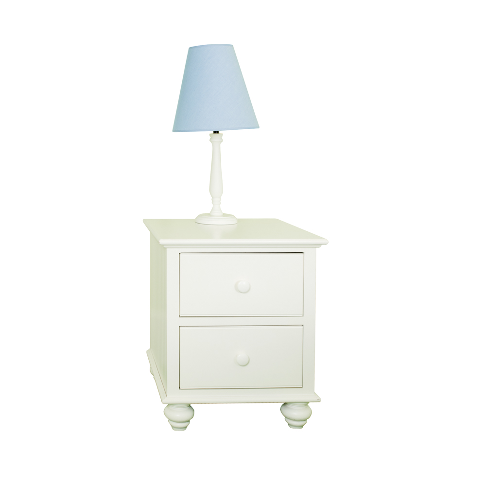 White Wood Nightstand And Lamp