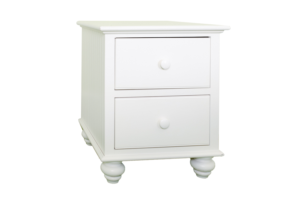 White Beadboard Nightstand And Lamp