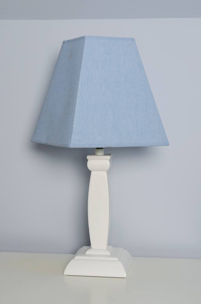 White Beadboard Nightstand And Lamp