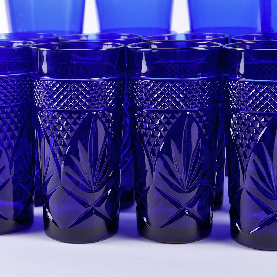 Blue Glass Drinking Glasses